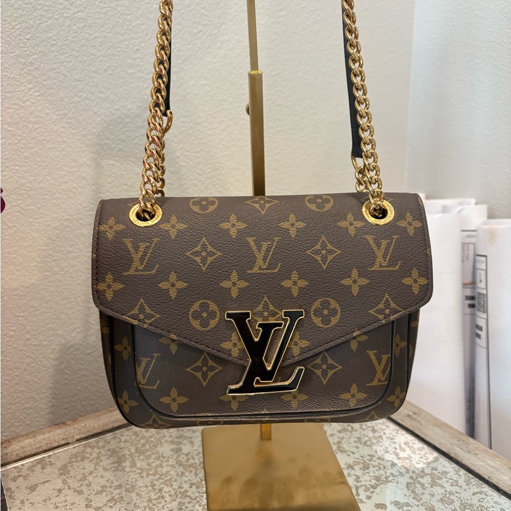 Louis Vuitton Passy Monogram Shoulder/ Crossbody Bag with Gold Chain